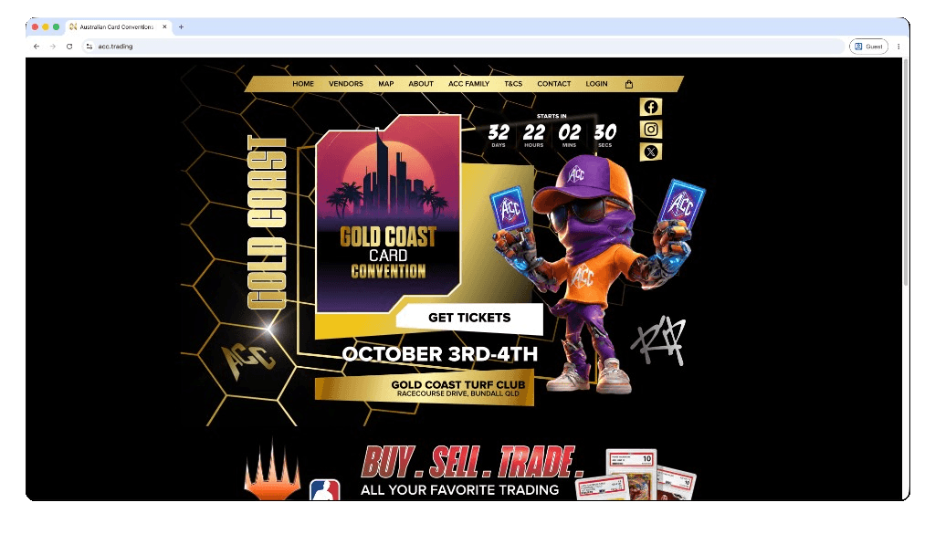 Australian Card Conventions website homepage