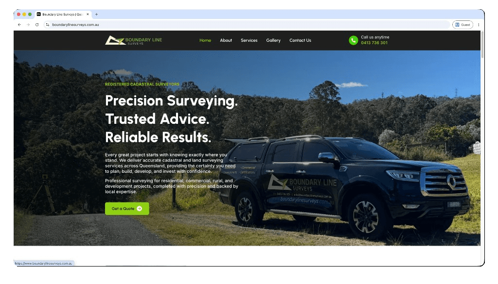 Boundary Line Surveys website homepage